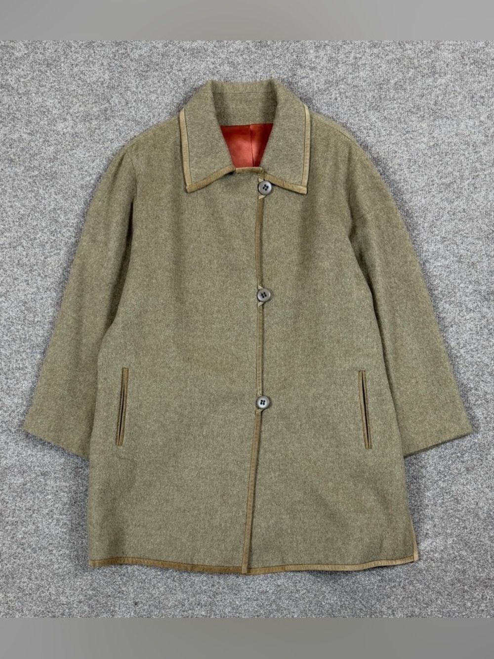 Vintage Jacobson’s Taupe Camel Hair Mid Length Coat Women’s 14 Button Closure
